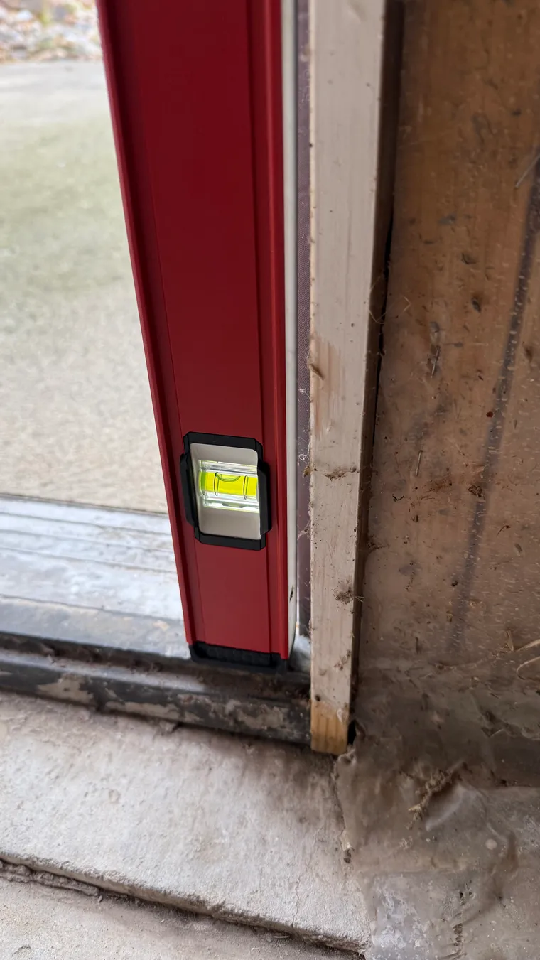Damaged door frame before