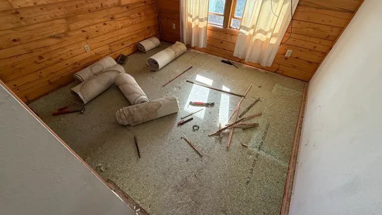 Worn flooring being replaced